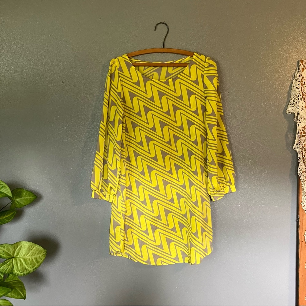 The Vintage Shop Yellow Asymmetrical Dolman Sleeve Dress